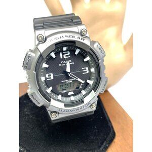 Casio Men's Watch AQS810W Illuminator Analog Digital Solar Black Gray Resin 5208